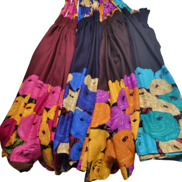 Halter Colorful Dress Summer Halter Dress in Pink Orange and Maroon Floral Print - Picture 11 of 15